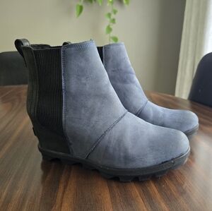 Sorel Chelsea Wedge Boot Navy Black Size 8.5